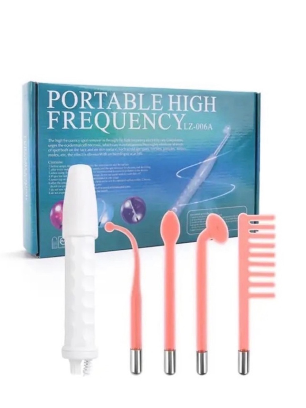 Portable High Frequency Wand with Pink Electrodes